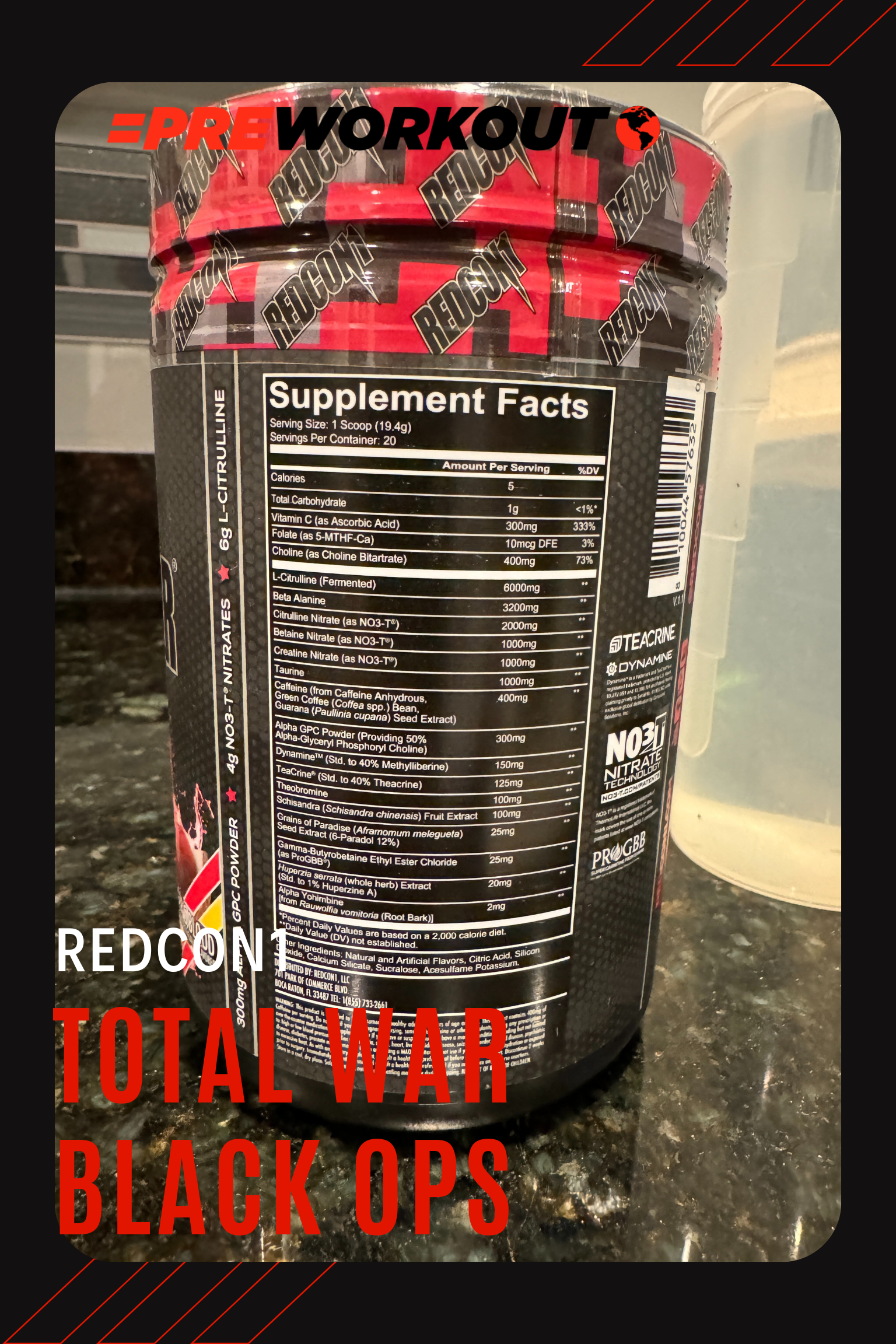 Redcon1 Total War Black Ops Ingredients